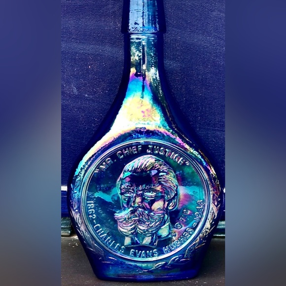 Vintage 1971 Antique WHEATON CARNIVAL GLASS Charles Evans Hughes Decanter Bottle - Picture 2 of 6